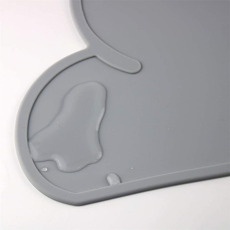 Kids Place Mats, Silicone Cloud Shape Table Placemats 48 × 27cm Baby Feeding Plate, Anti Slip Heat Proof Stain Resistant Washable Toddler Tablemat, Portable Tableware, Grey And Pink, Set of 2 - Image 5